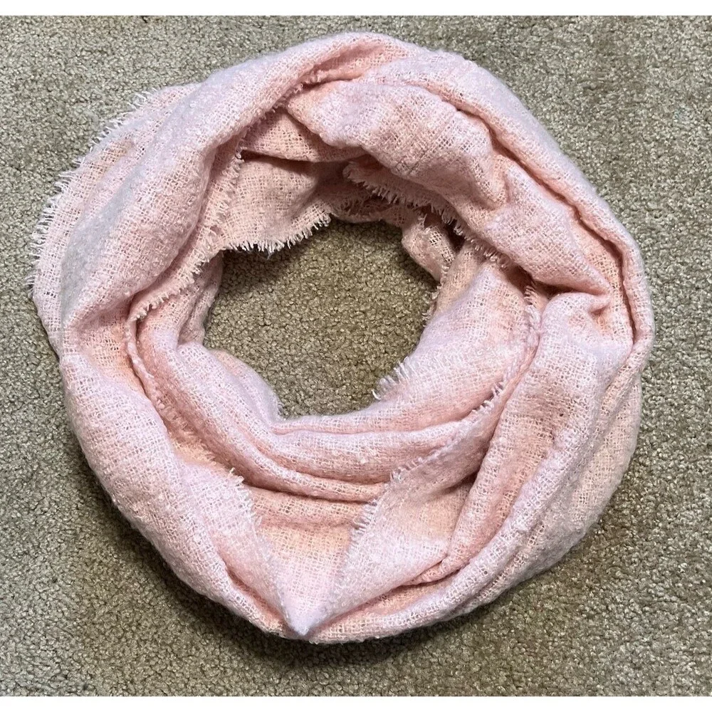 Cozy pink knit infinity scarf